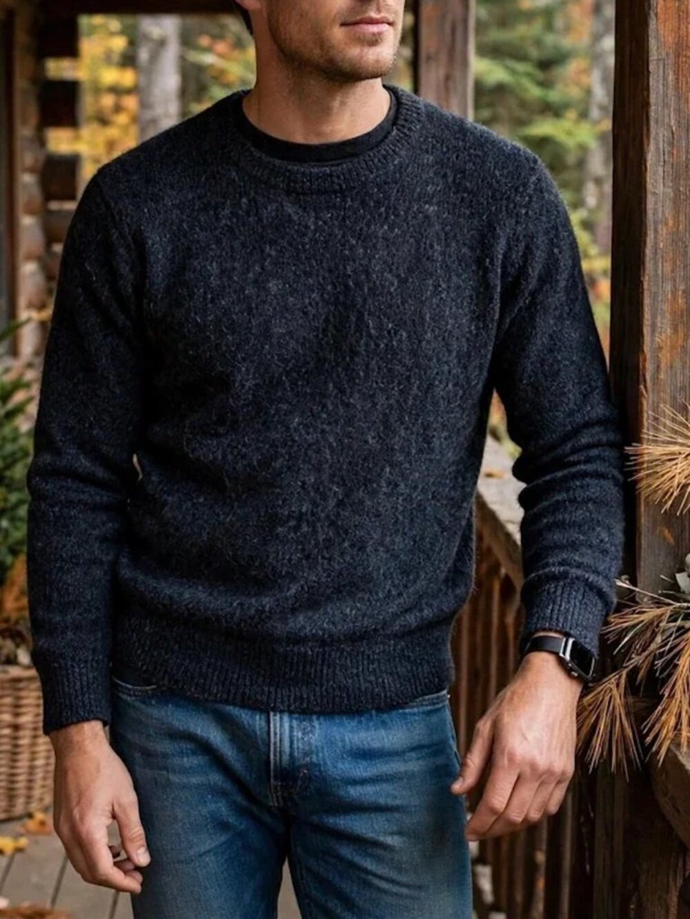 Pendleto Washable Wool Crewneck Sweater Charcoal Gray Men's XL Shetland Wool
